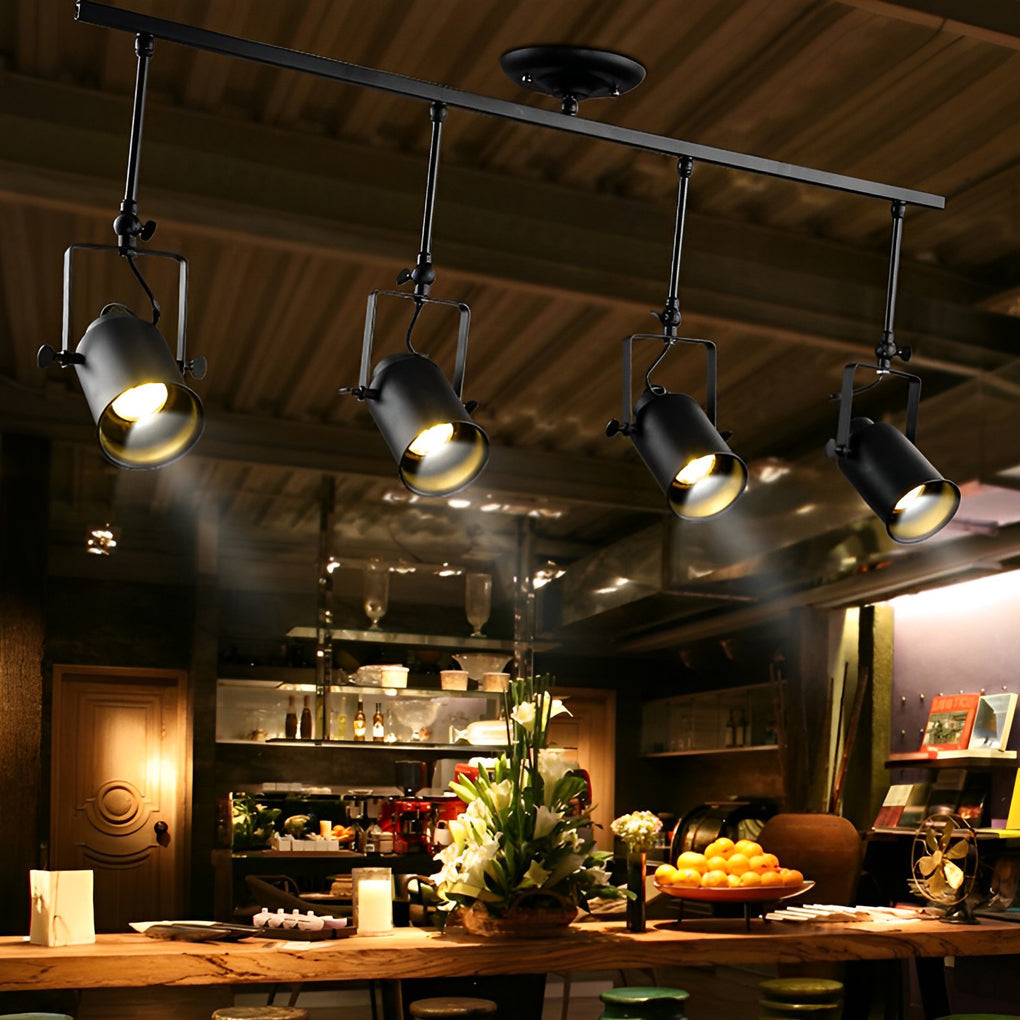 Adjustable Black Industrial Track Spotlight