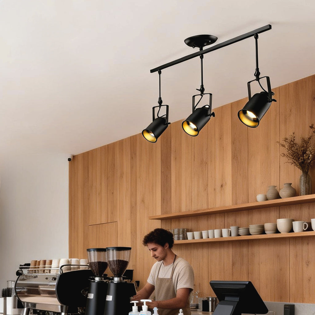 Adjustable Black Industrial Track Spotlight