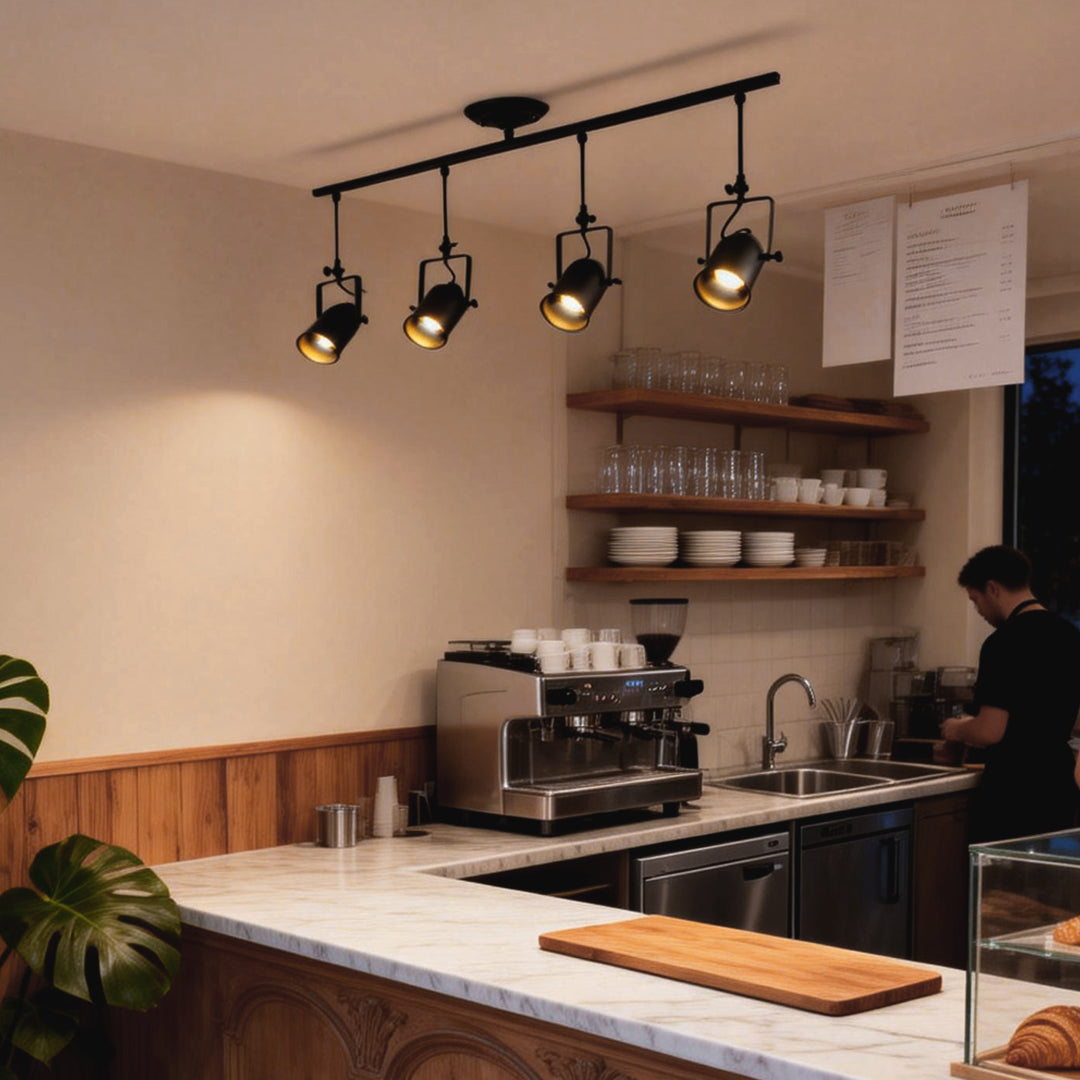 Adjustable Black Industrial Track Spotlight