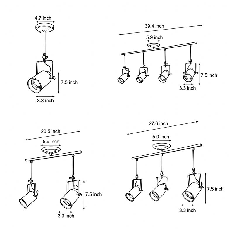 Adjustable Black Industrial Track Spotlight