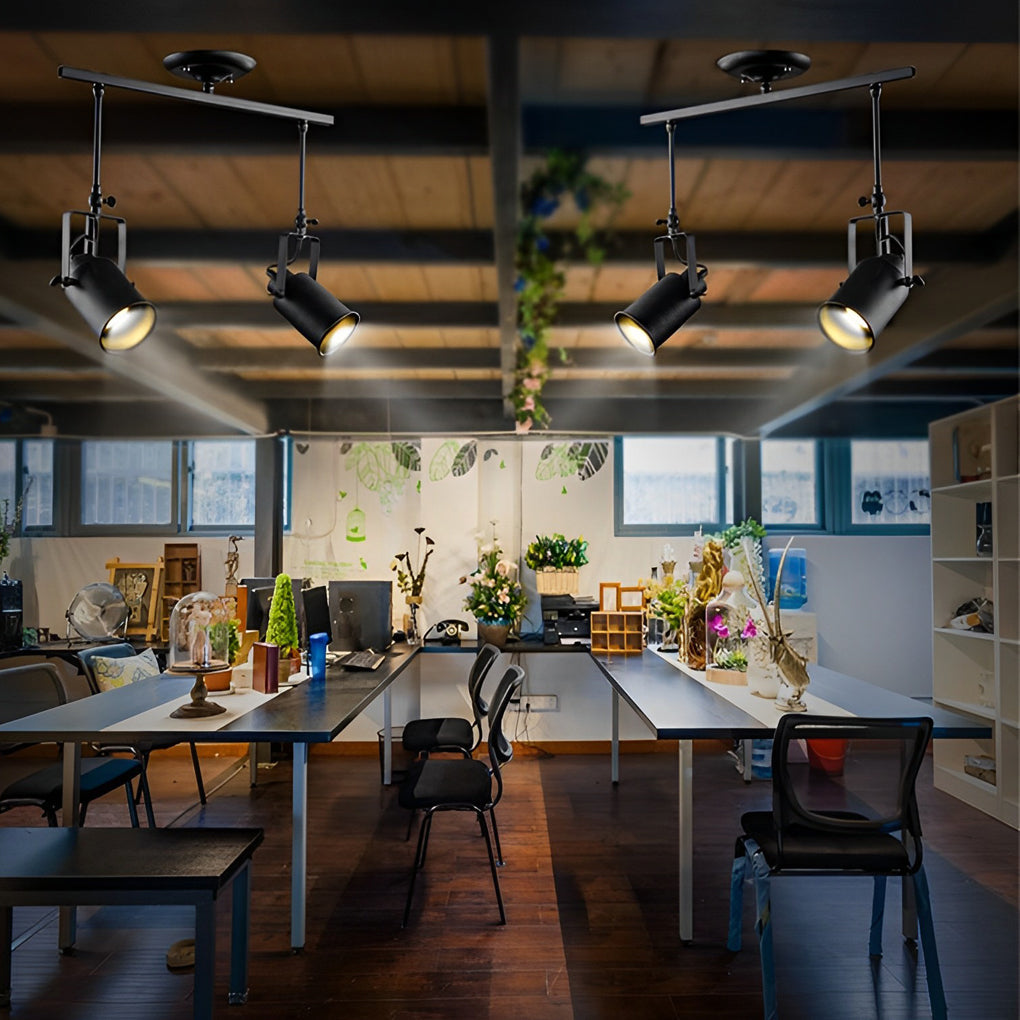 Adjustable Black Industrial Track Spotlight