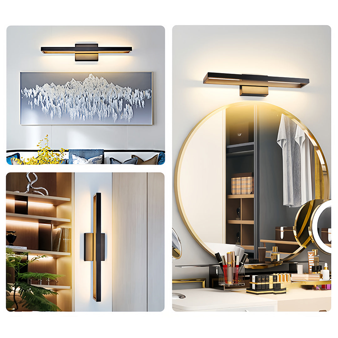 Modern Dimmable LED Black Vanity Wall Light for Bathrooms