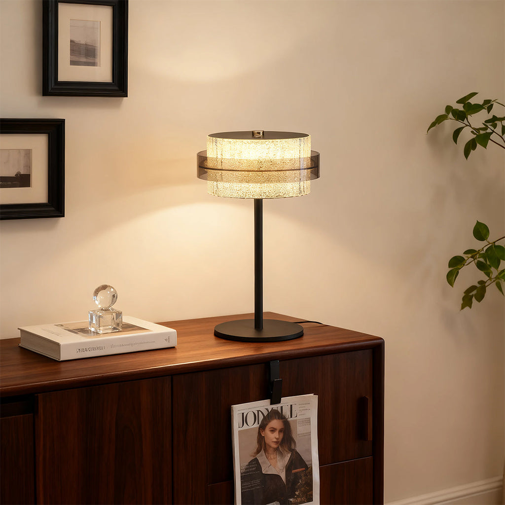 Vintage Iron Frame Table Lamp with PS Lampshade