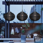 Premium Black Woven Outdoor Pendant Light - Waterproof Ceiling Fixture