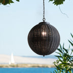 Premium Black Woven Outdoor Pendant Light - Waterproof Ceiling Fixture