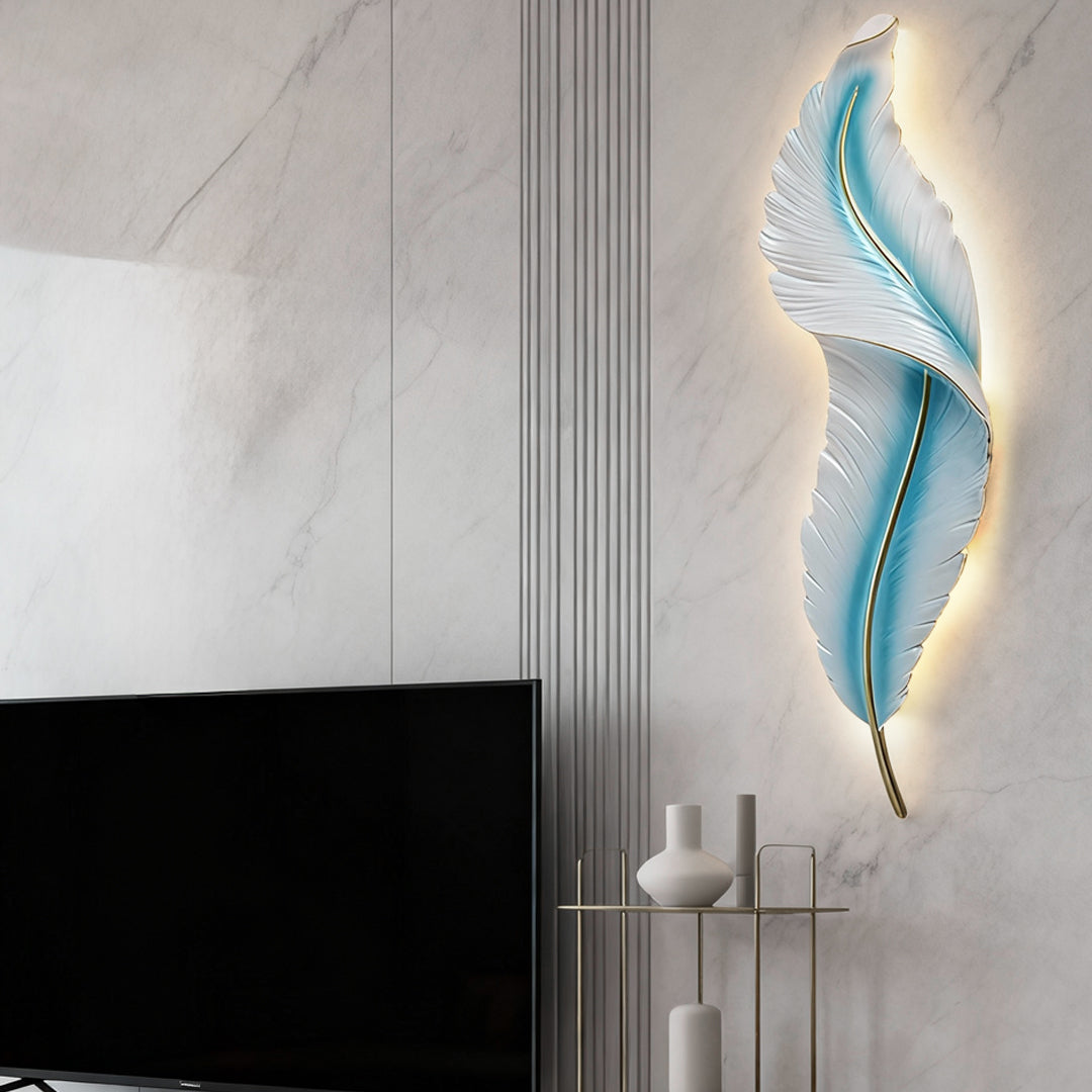 Modern White Resin Feather LED Wall Light - Luxury Corridor Lamp