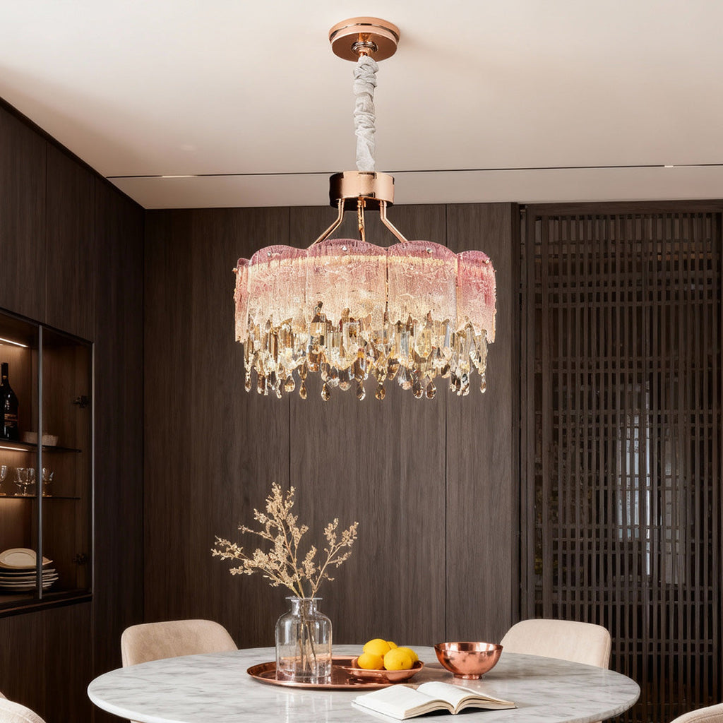 Luxury Crystal Glass Fringe Chandelier - Elegant Ceiling Light