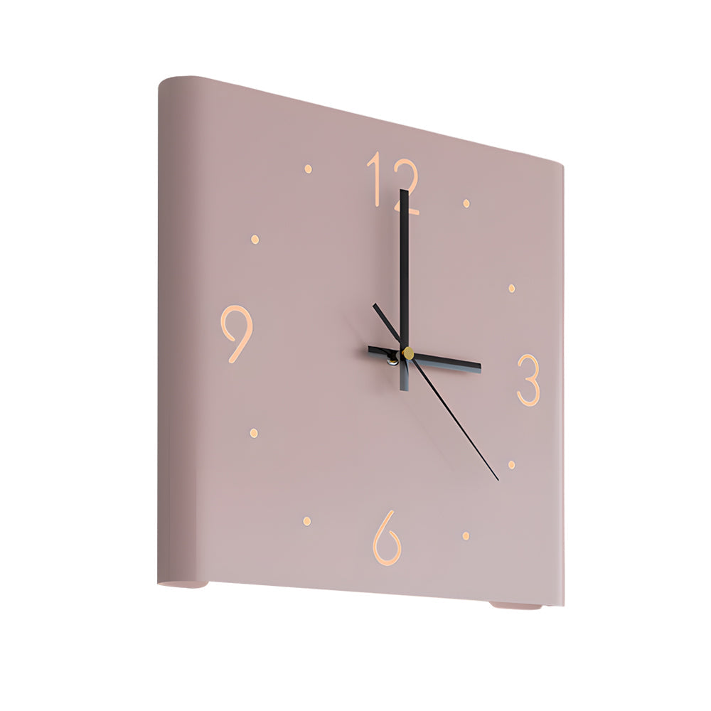 Modern Square Backlit Metal Wall Clock Lamp