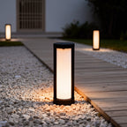 Modern Black LED Cylindrical Bollard Landscape Light