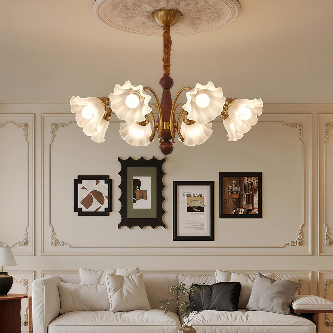 Vintage Floral Glass Chandelier Ceiling Light