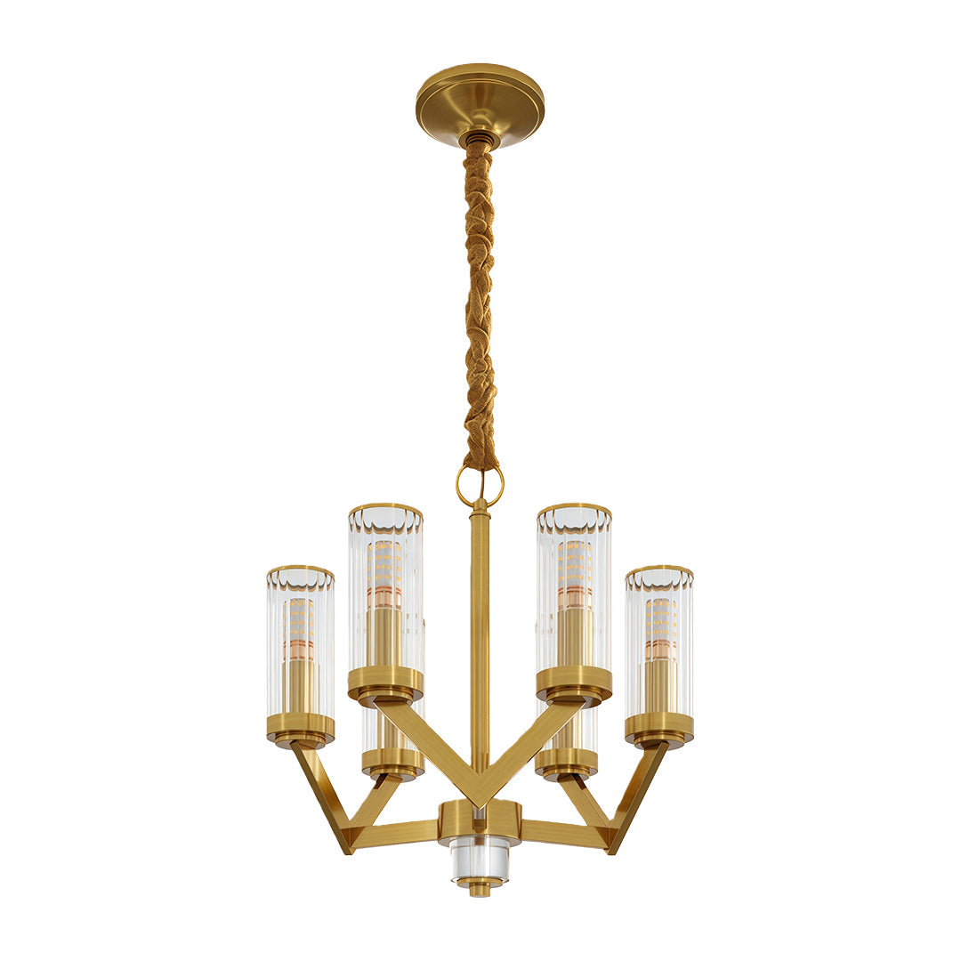 Luxury Copper Glass Drop Chandelier - Elegant Ceiling Light