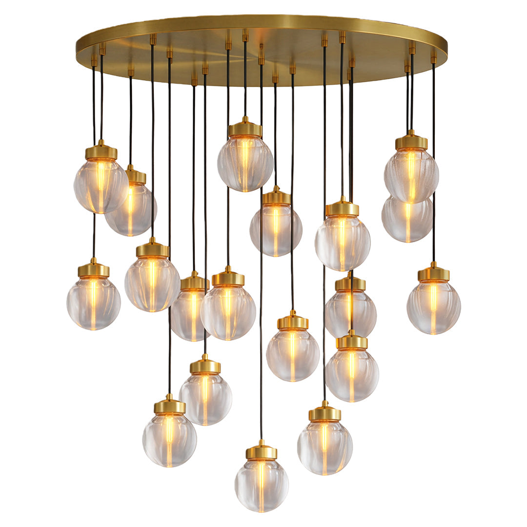 Luxury Copper and Glass Chandelier - Modern Ceiling Light