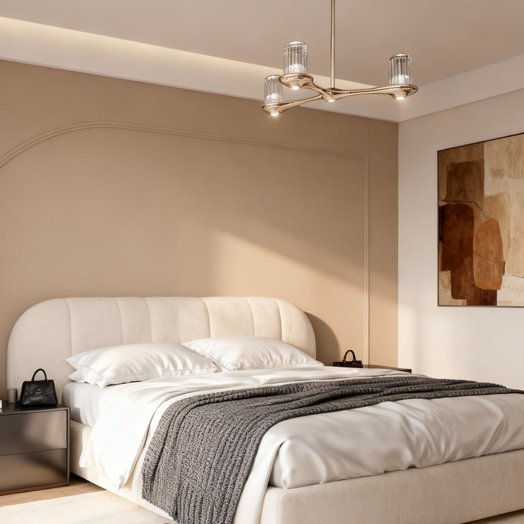 Nordic Minimalist Brass Crystal Ceiling Chandelier