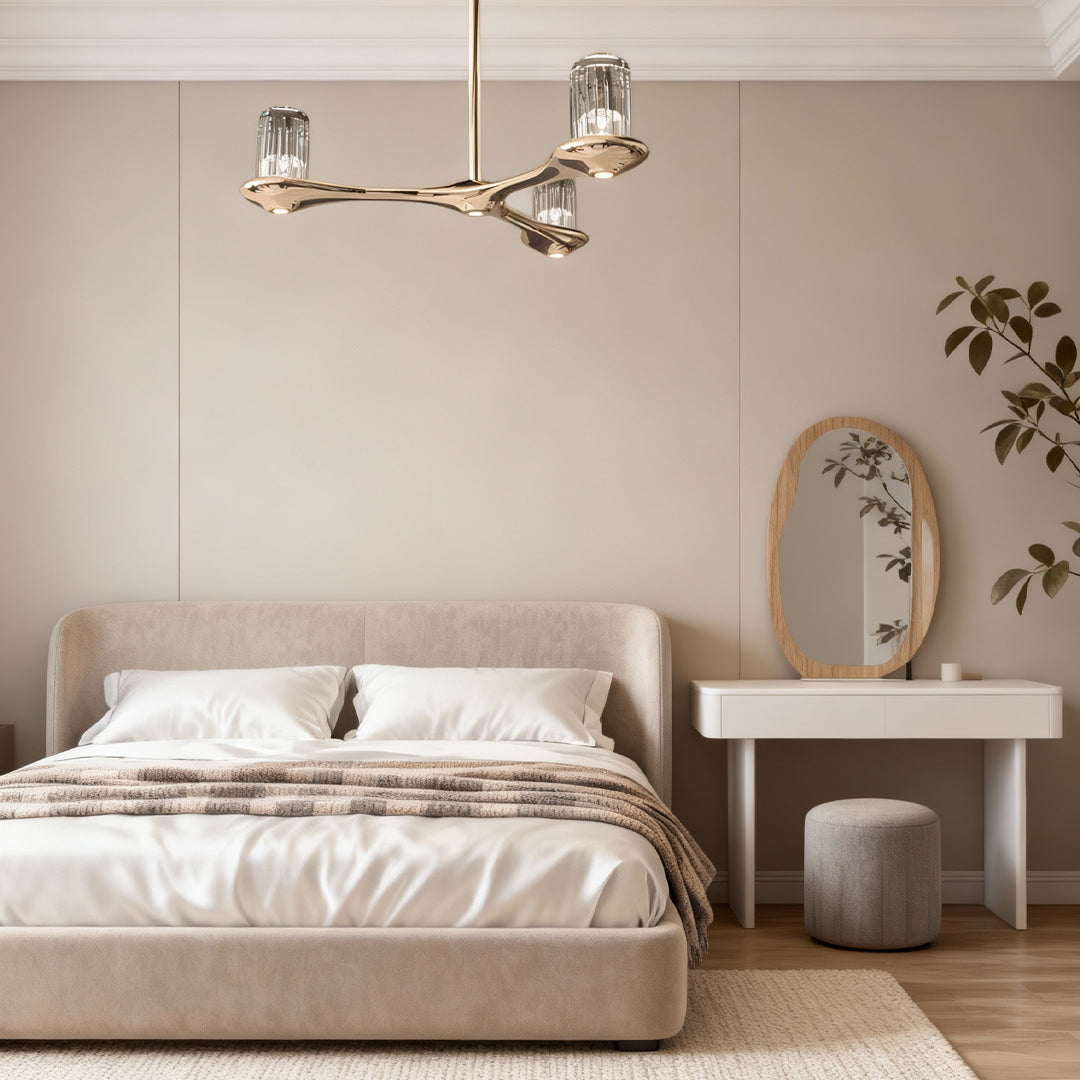 Nordic Minimalist Brass Crystal Ceiling Chandelier