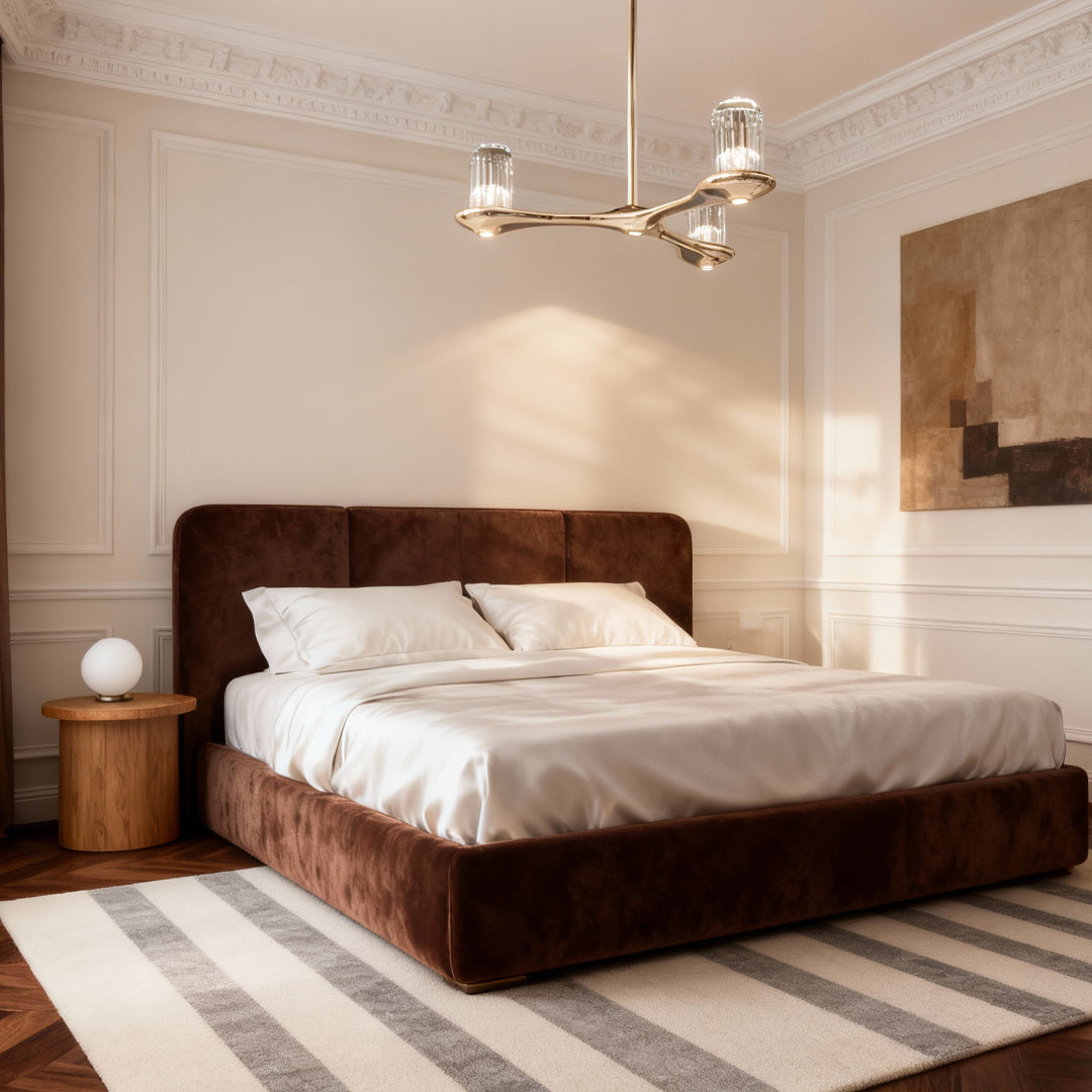 Nordic Minimalist Brass Crystal Ceiling Chandelier