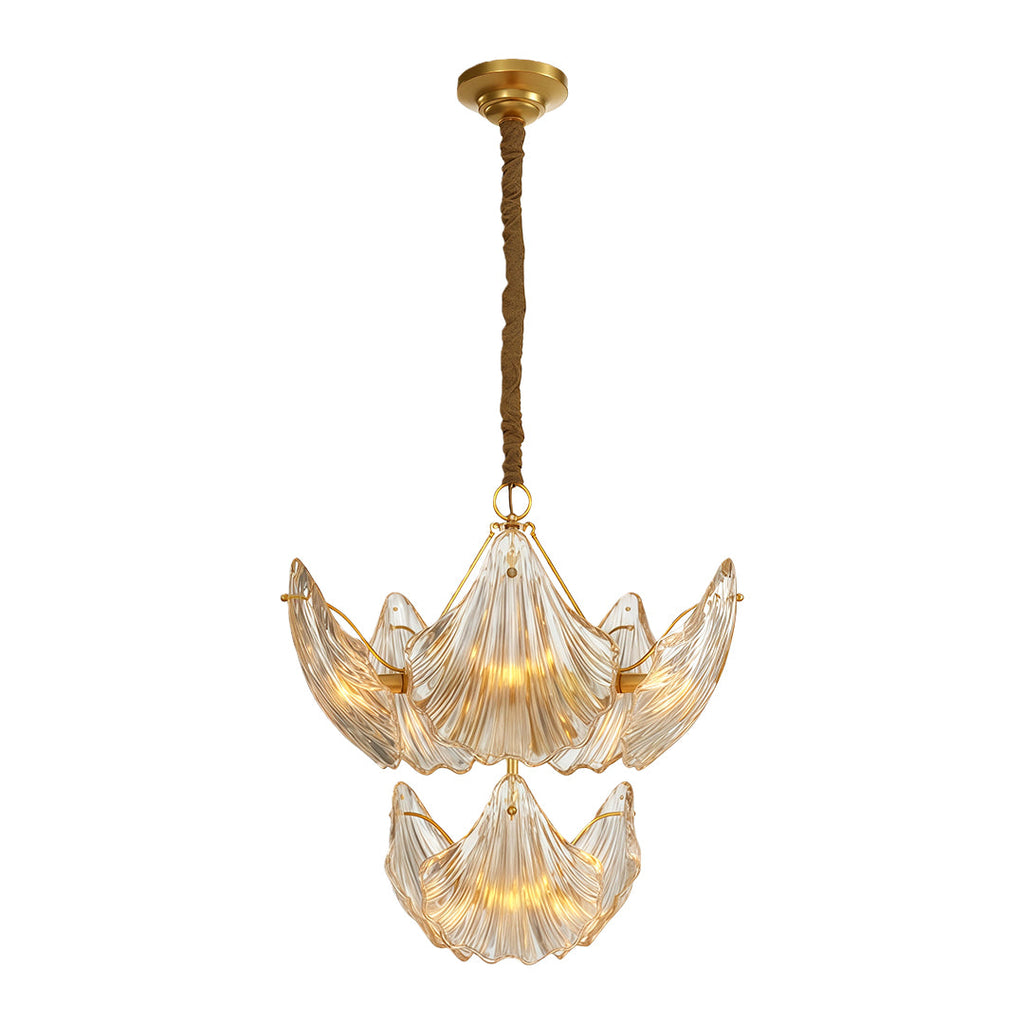 Luxury Copper and Glass Large Modern Chandelier