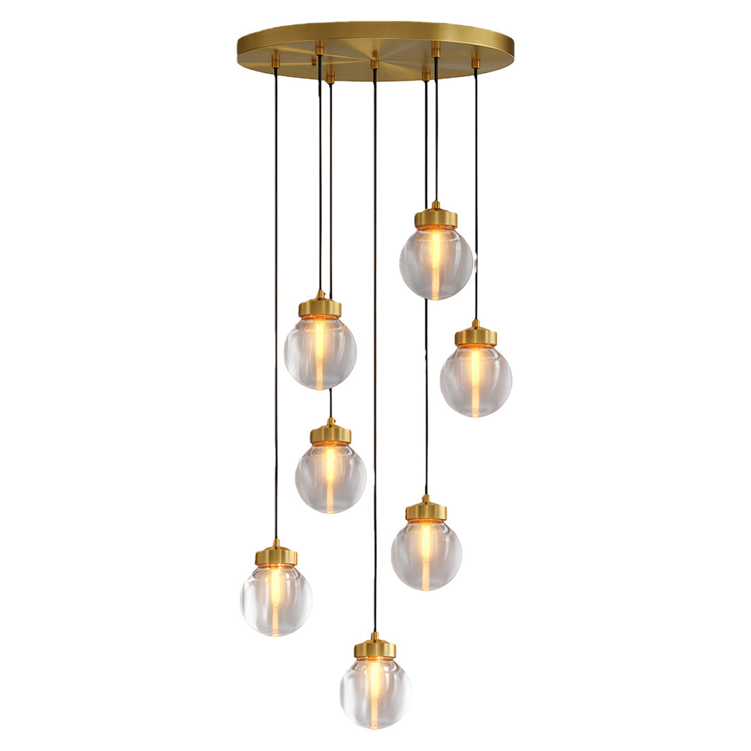Luxury Copper and Glass Chandelier - Modern Ceiling Light