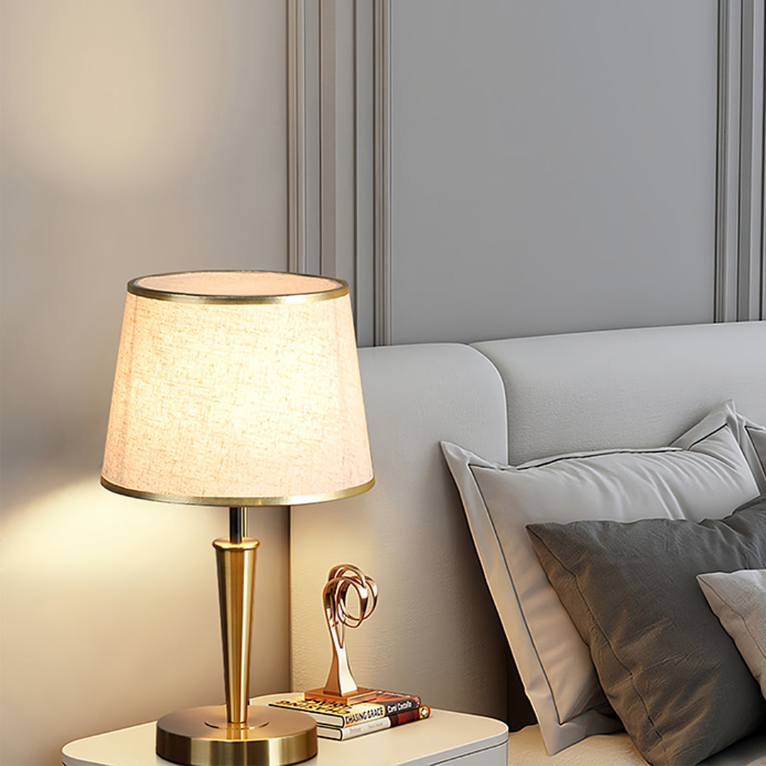 Elegant Nordic Brass Table Lamp with Fabric Shade