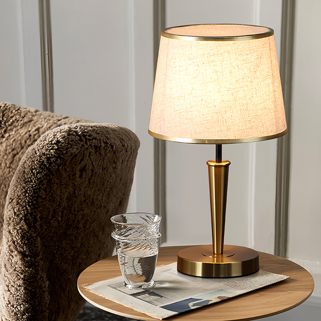 Elegant Nordic Brass Table Lamp with Fabric Shade