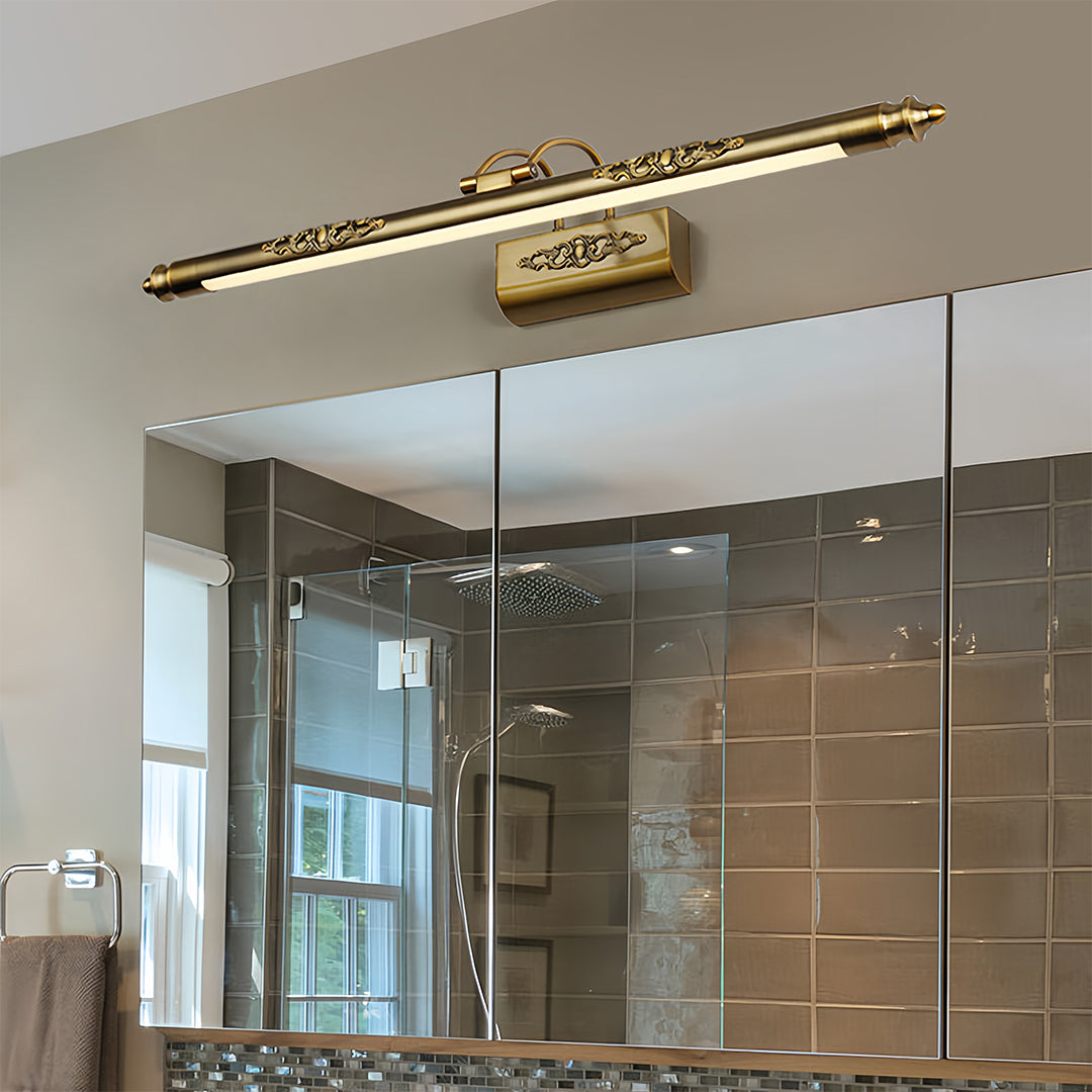 Vintage Brass Bathroom Vanity Light with Acrylic Shade