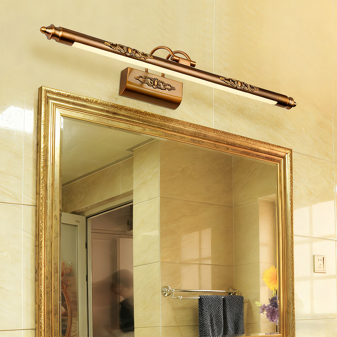 Vintage Brass Bathroom Vanity Light with Acrylic Shade