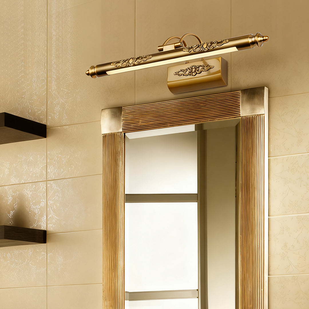 Vintage Brass Bathroom Vanity Light with Acrylic Shade