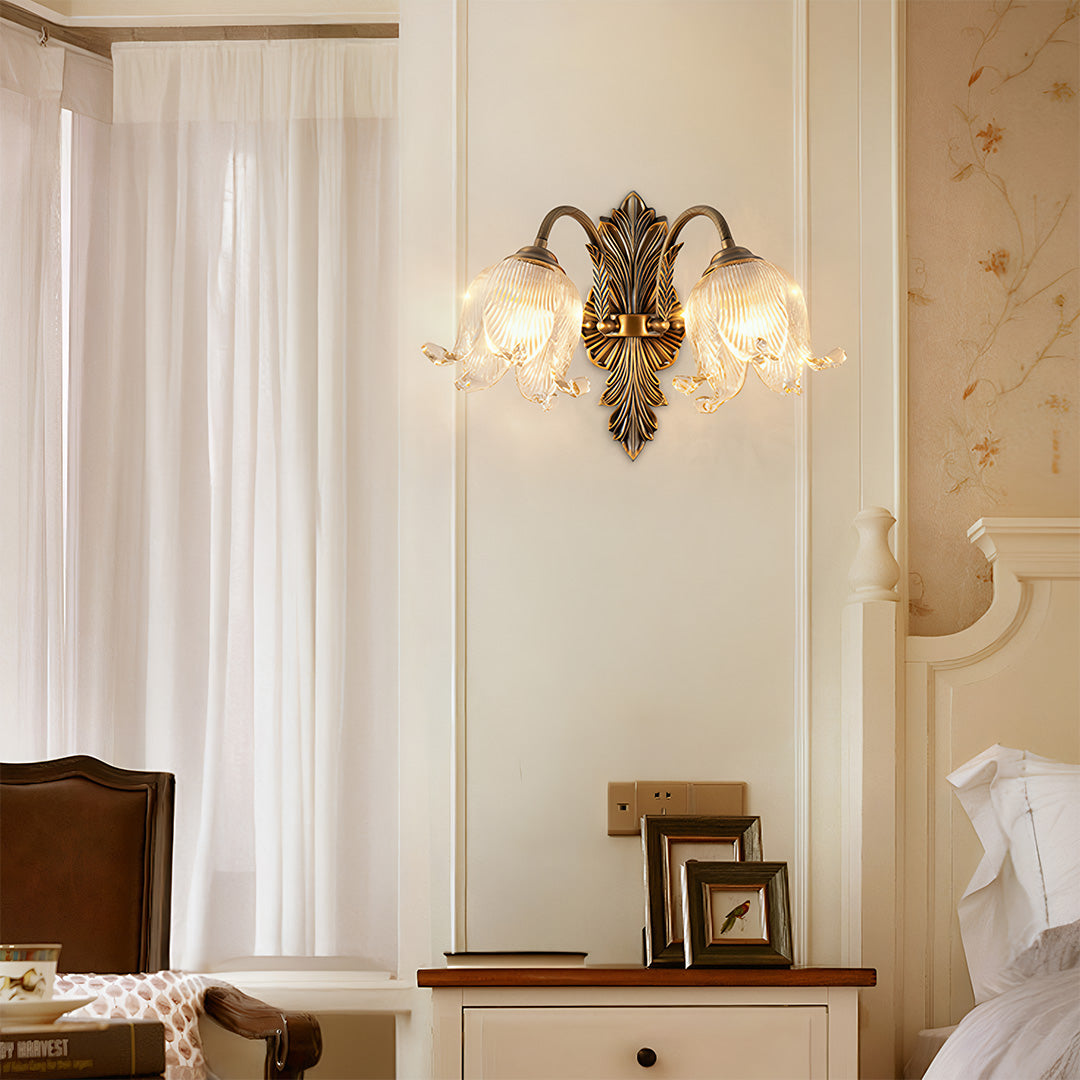 Brass Wall Light with Clear Glass Shade
