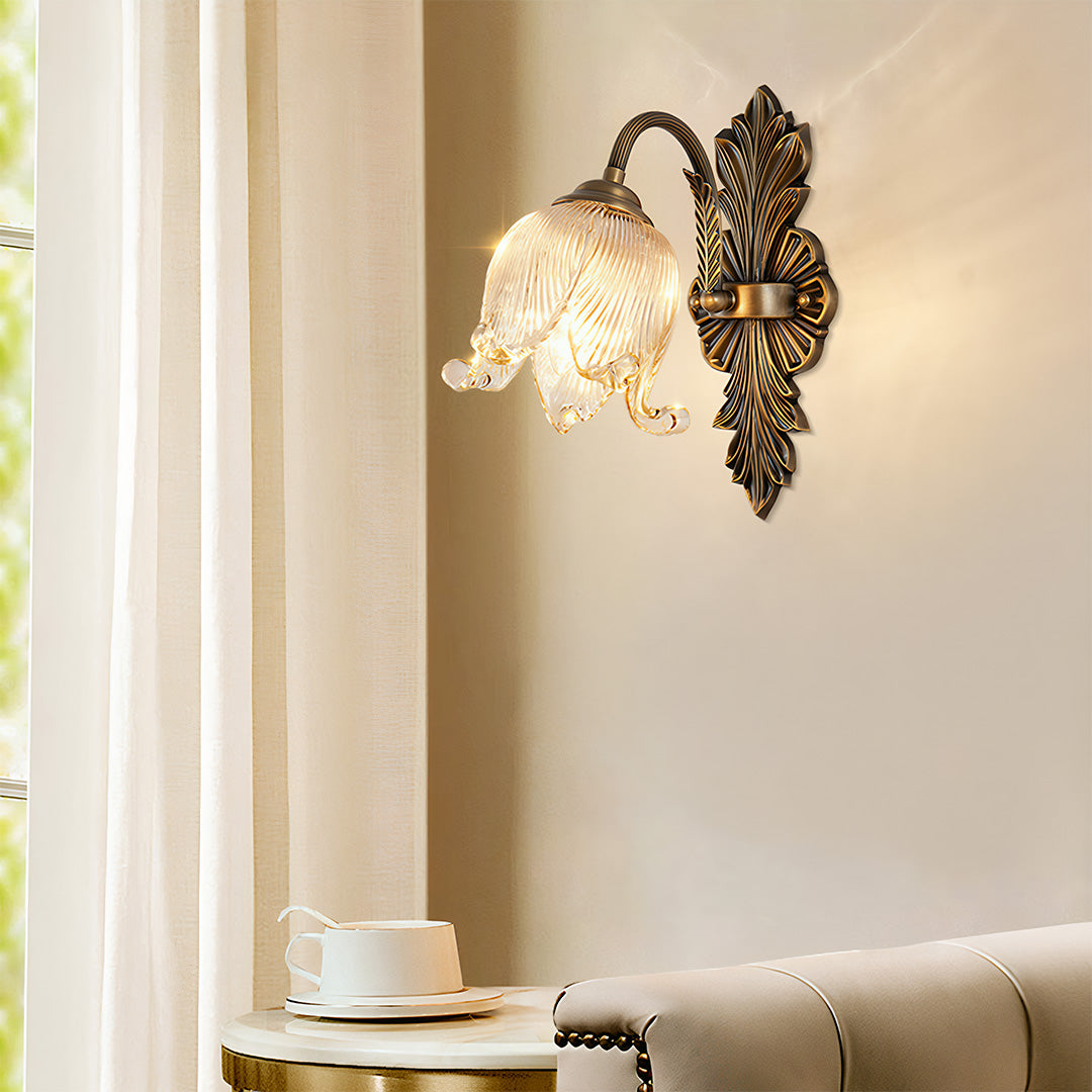 Brass Wall Light with Clear Glass Shade