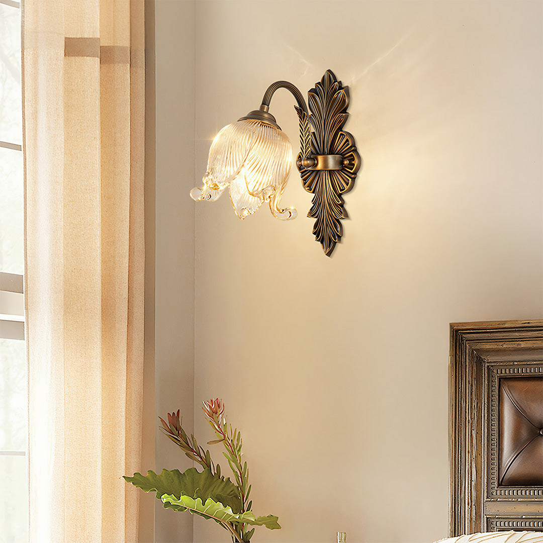 Brass Wall Light with Clear Glass Shade