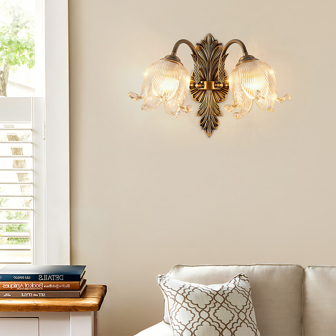 Brass Wall Light with Clear Glass Shade