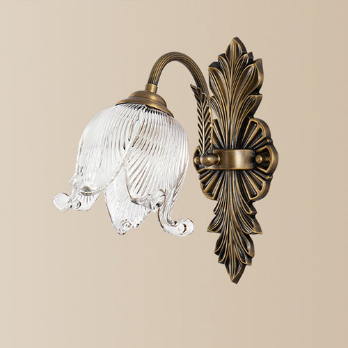 Brass Wall Light with Clear Glass Shade