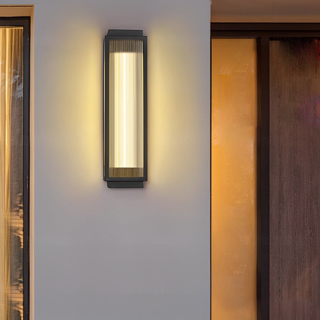 Modern Rectangular LED Outdoor Wall Light with Reeded Glass