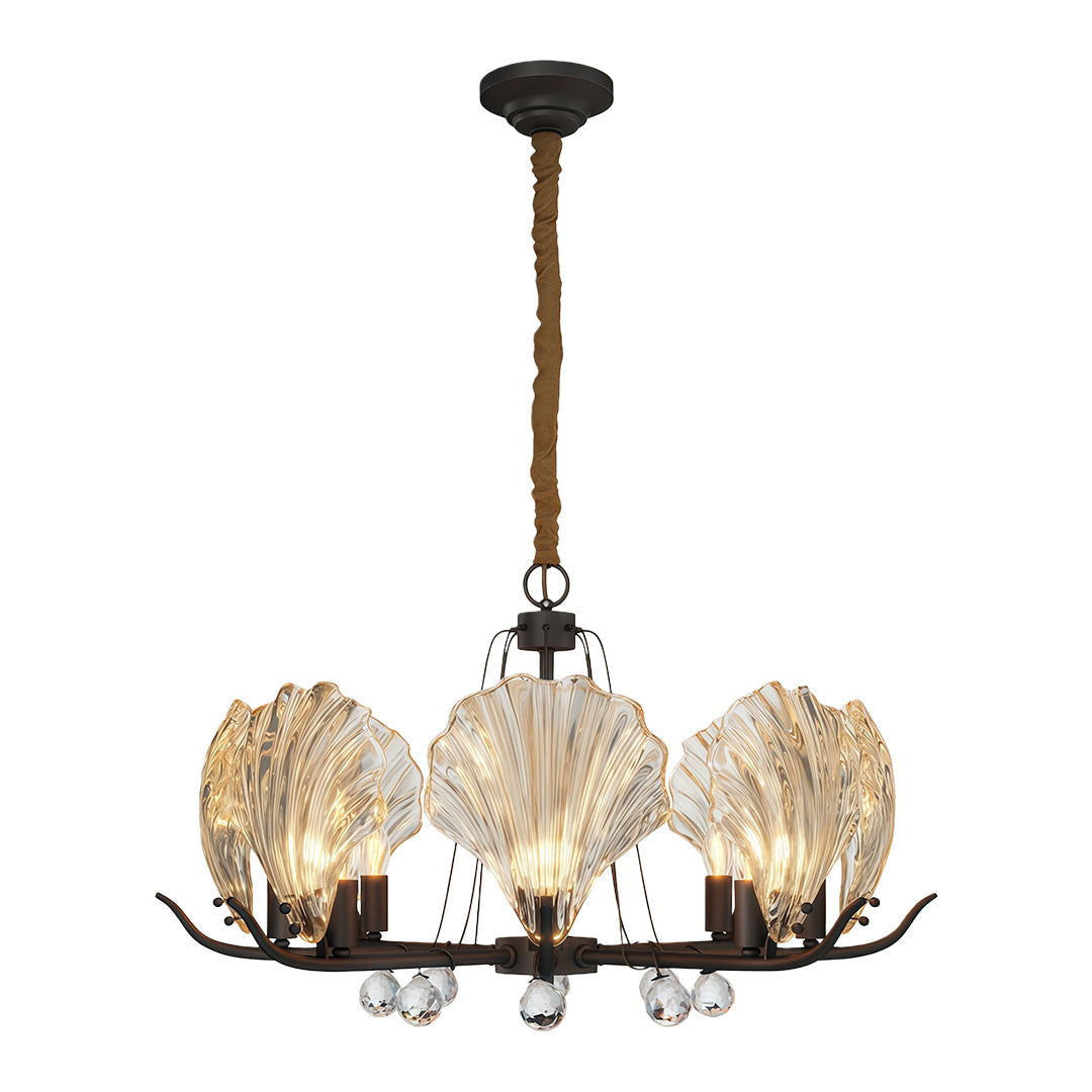 Modern Copper and Glass Shell Chandelier Ceiling Light