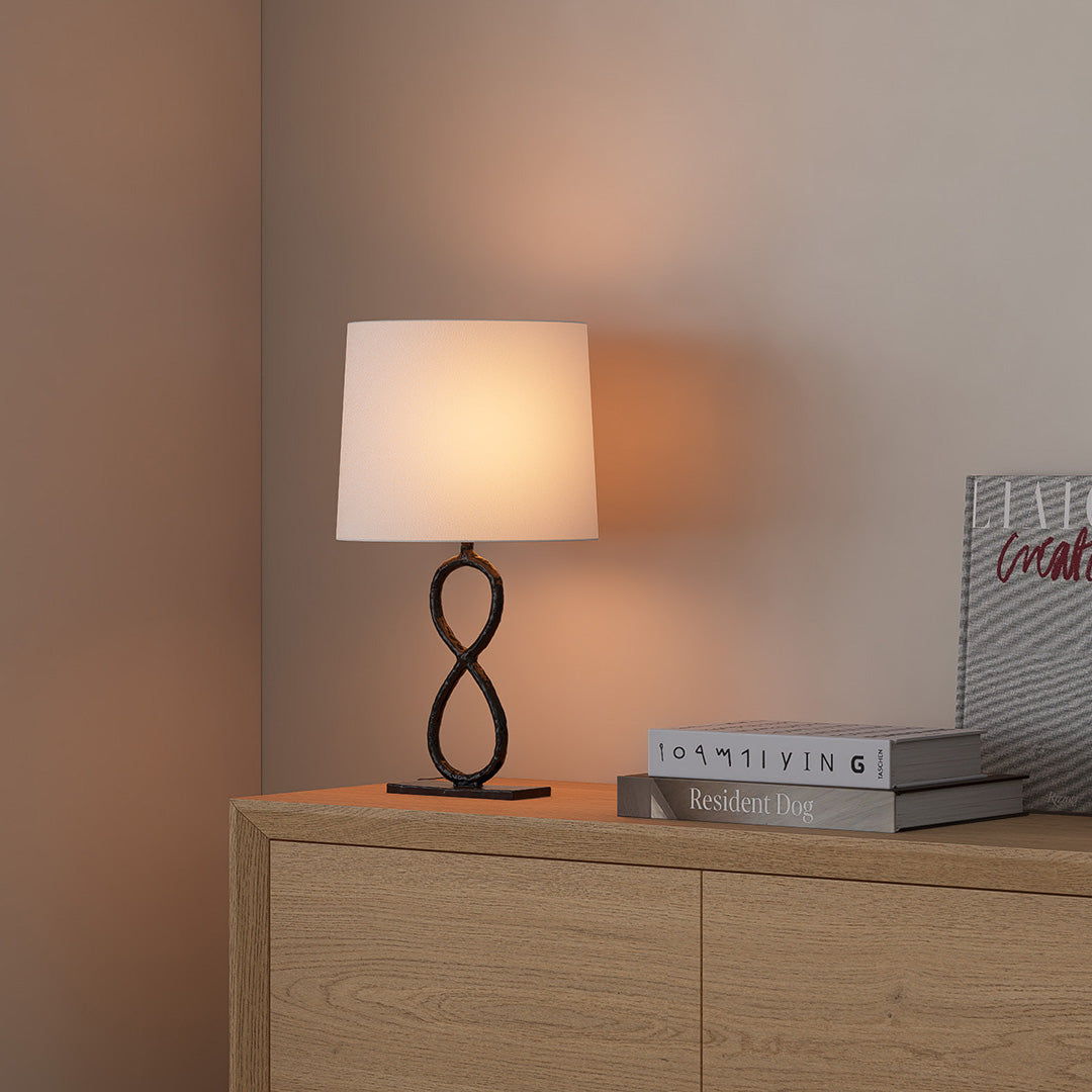 European Luxury Bronze Metal Table Lamp with Fabric Shade