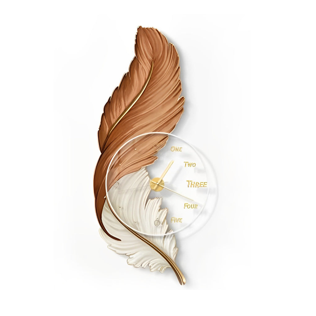 Rechargeable LED Wall Clock Light with Acrylic Feather Design