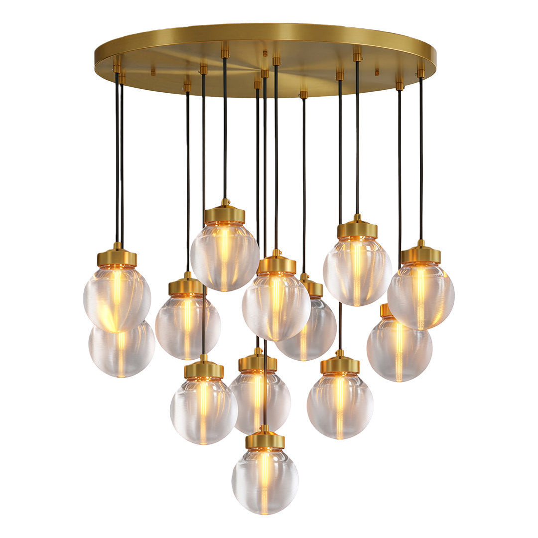 Luxury Copper and Glass Chandelier - Modern Ceiling Light