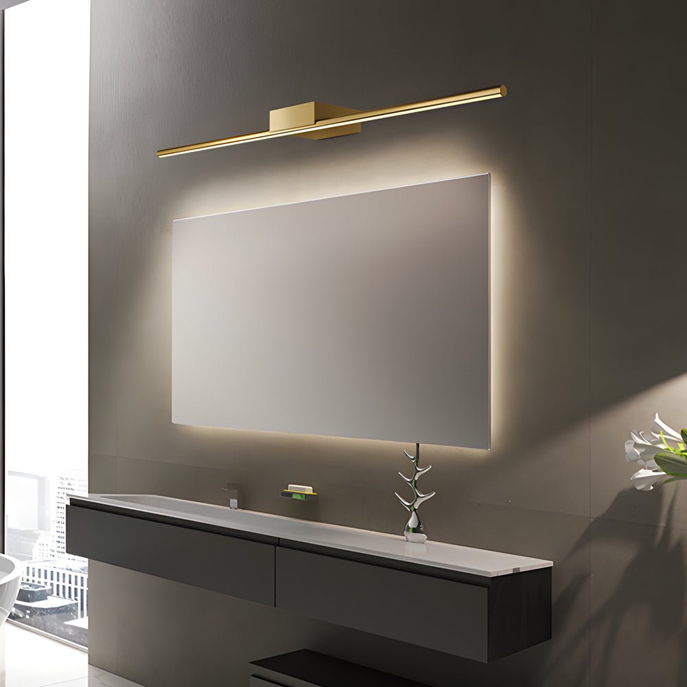 Brushed Brass Slim Cylinder LED Vanity Light for Bathrooms