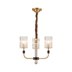 Modern Minimalist Copper and Glass Chandelier Ceiling Light