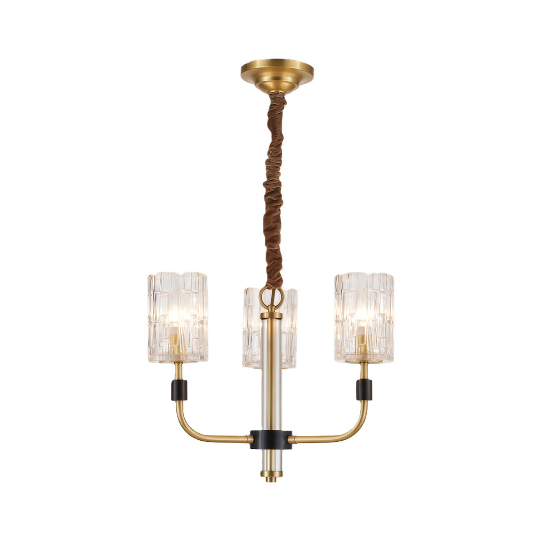 Modern Minimalist Copper and Glass Chandelier Ceiling Light