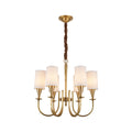 Modern Copper Chandelier with Fabric Lampshade - Elegant Ceiling Light