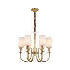 Modern Copper Chandelier with Fabric Lampshade - Elegant Ceiling Light