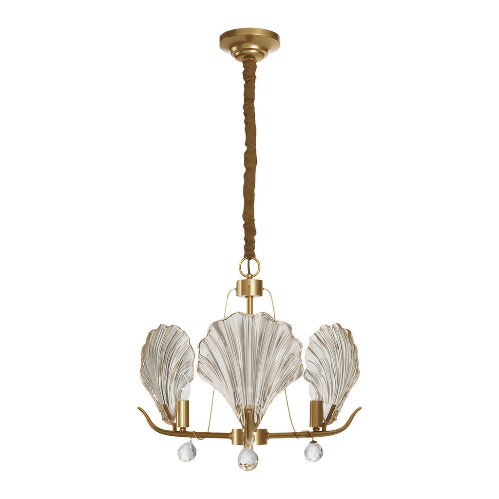 Modern Copper and Glass Shell Chandelier Ceiling Light