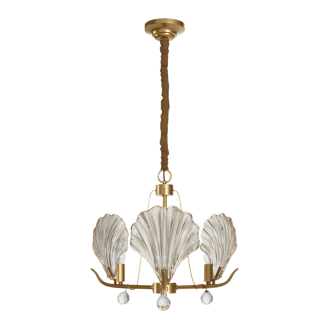 Modern Copper and Glass Shell Chandelier Ceiling Light