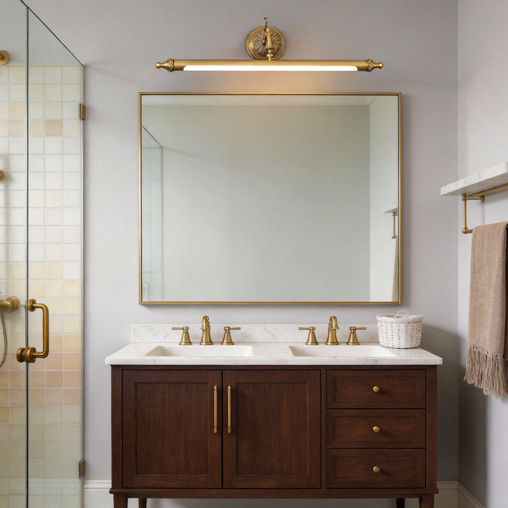 Brushed Gold Linear Vanity Light - European Copper Design