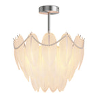 Modern Copper Pearl Feathers Chandelier Ceiling Light