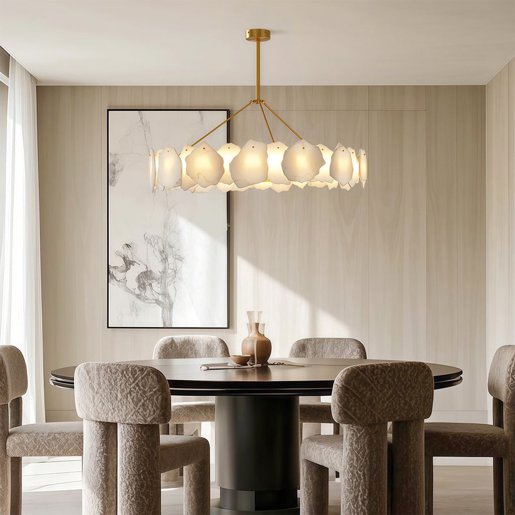 Premium LED Cloud Stone Chandelier with Full Copper Ceiling Fixture