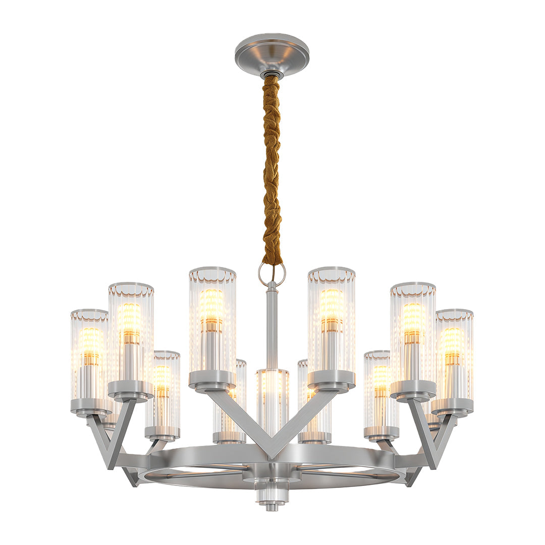 Luxury Copper Glass Drop Chandelier - Elegant Ceiling Light