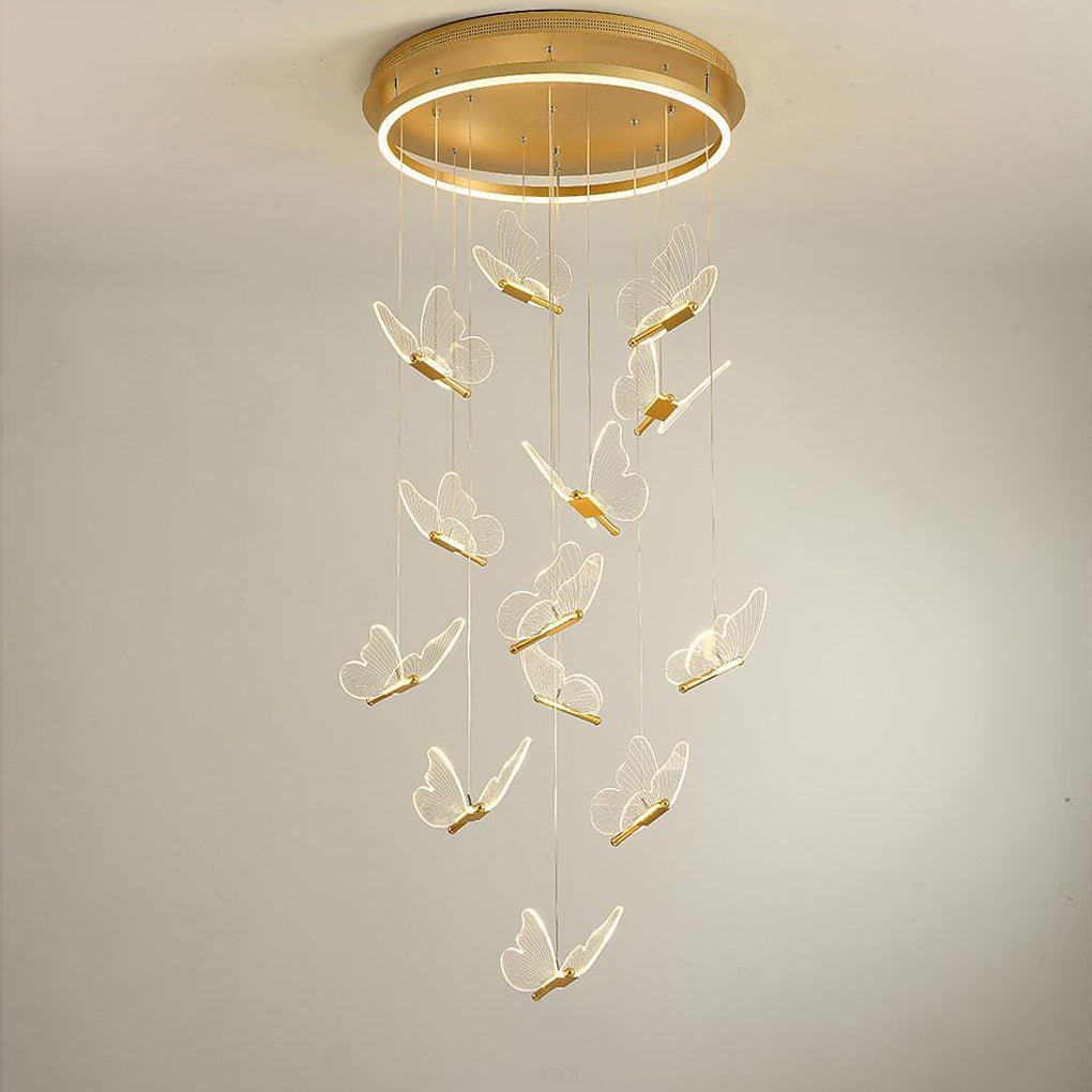 Modern Butterfly Chandelier - Metal and Acrylic Ceiling Light