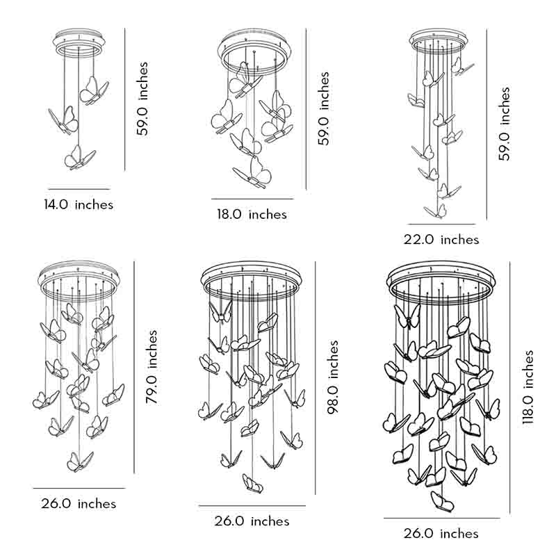 Modern Butterfly Chandelier - Metal and Acrylic Ceiling Light
