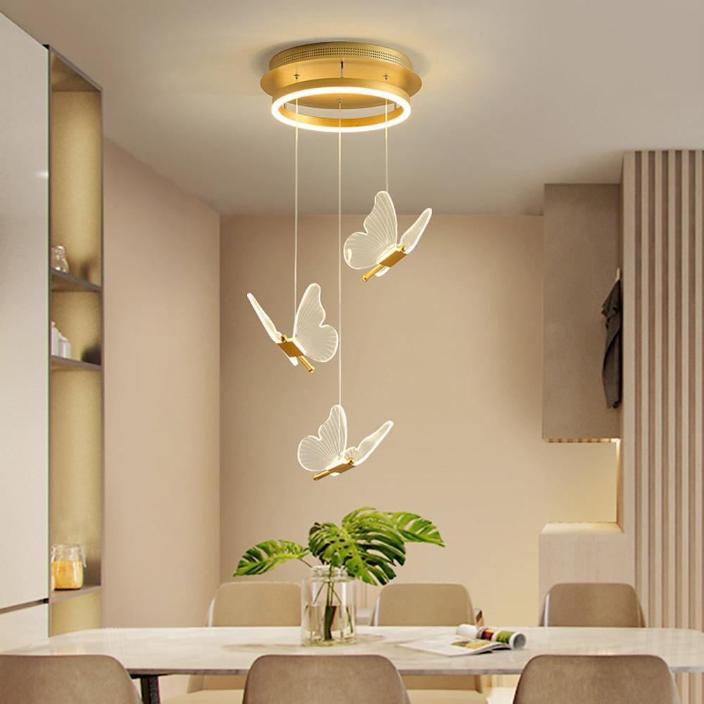 Modern Butterfly Chandelier - Metal and Acrylic Ceiling Light